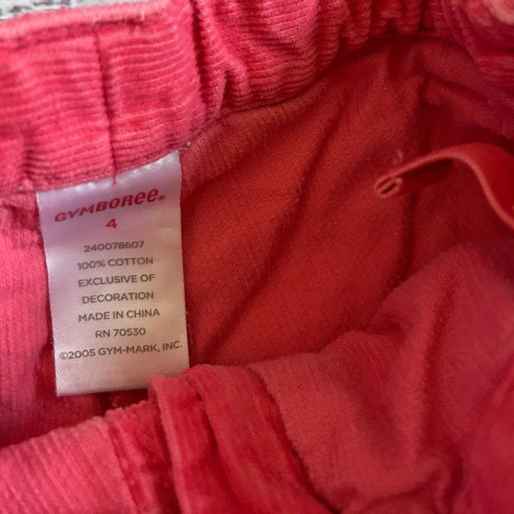 Gymboree Corduroy Skort Kids Red Floral Embroidery Adjustable Waist Size 4